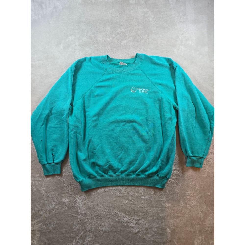 Vintage Ken Keyes College Sweatshirt Crewneck XL Teal USA Made *Read